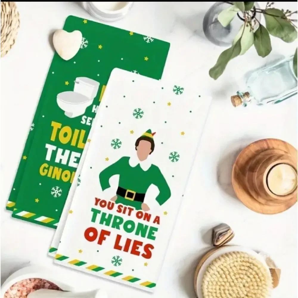 Elf Christmas KITCHEN TOWELS SET OF 2